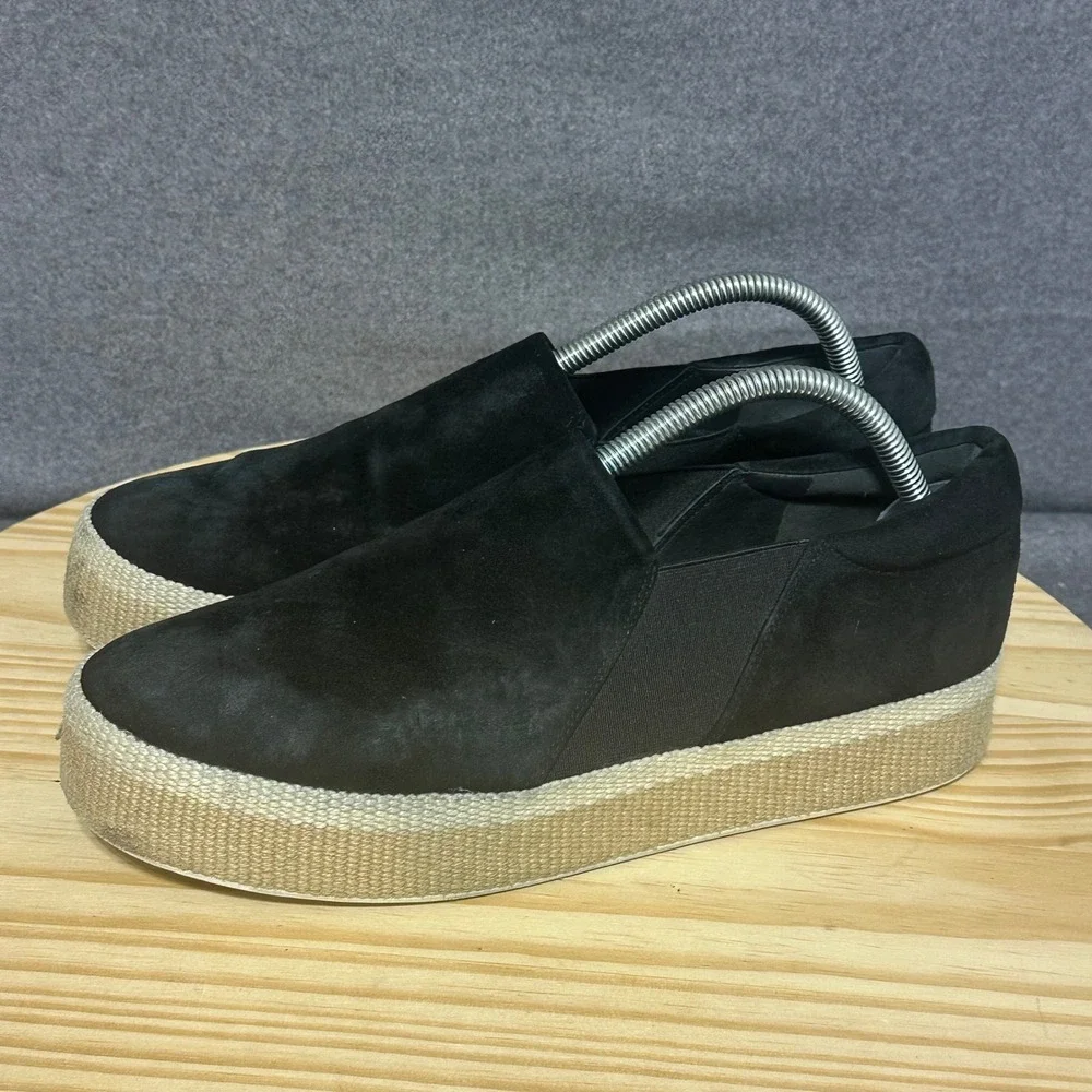 Vince Womens Black Suede Slip On Espadrille Platform Sneakers Shoes US 11 EUR 41